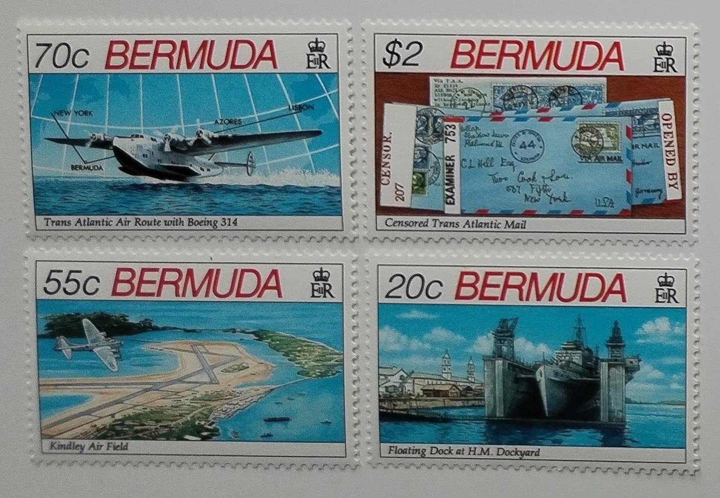 Bermudy 1991 18€ Výjevy z Druhé světové války, cenzurovaná pošta a let