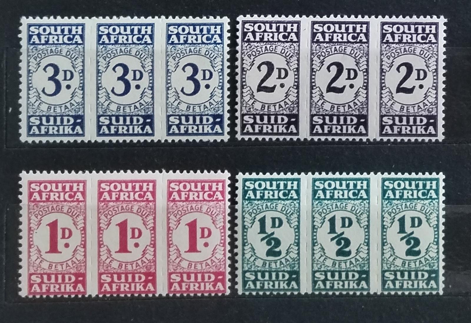 Britská Jižní Afrika 1943-4 75£ Doplatní známky v trojicích