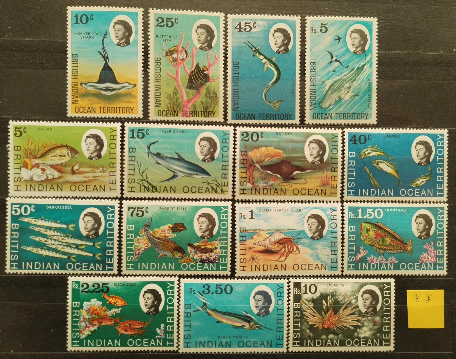 Britské indickooceánské území 1968 50£ Komplet definitivy bez dotisků