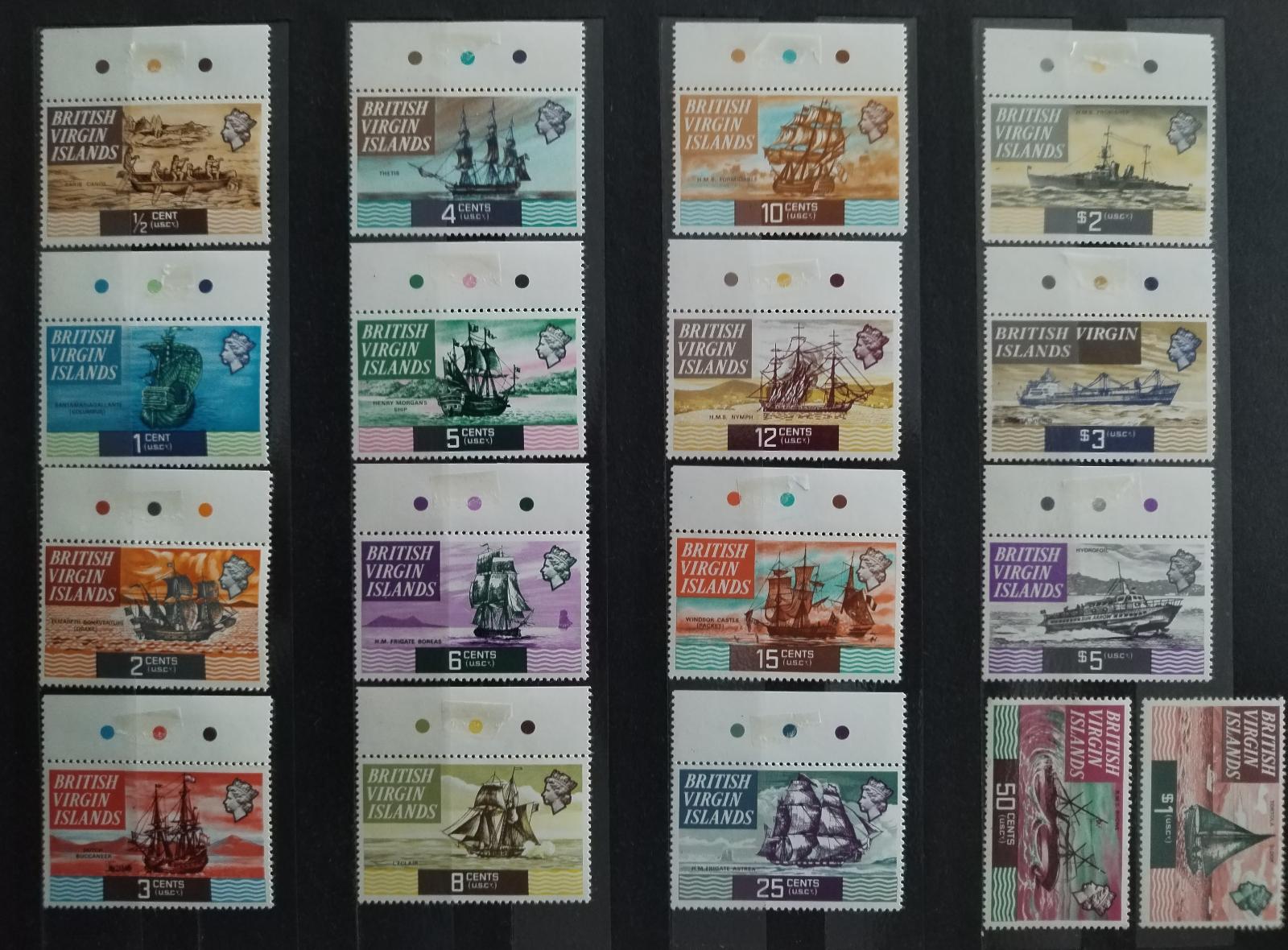 Britské Panenské ostrovy 1970 Definitiva: Historické lodě (1$ a 50c *)