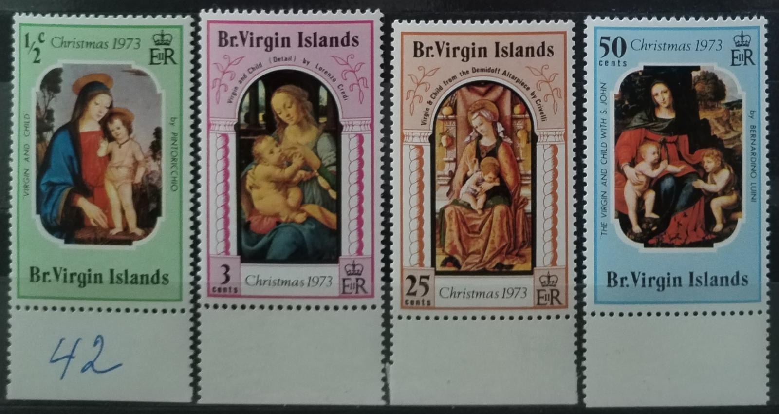 Britské Panenské ostrovy 1973 Vánoce a Madonna s Ježíškem