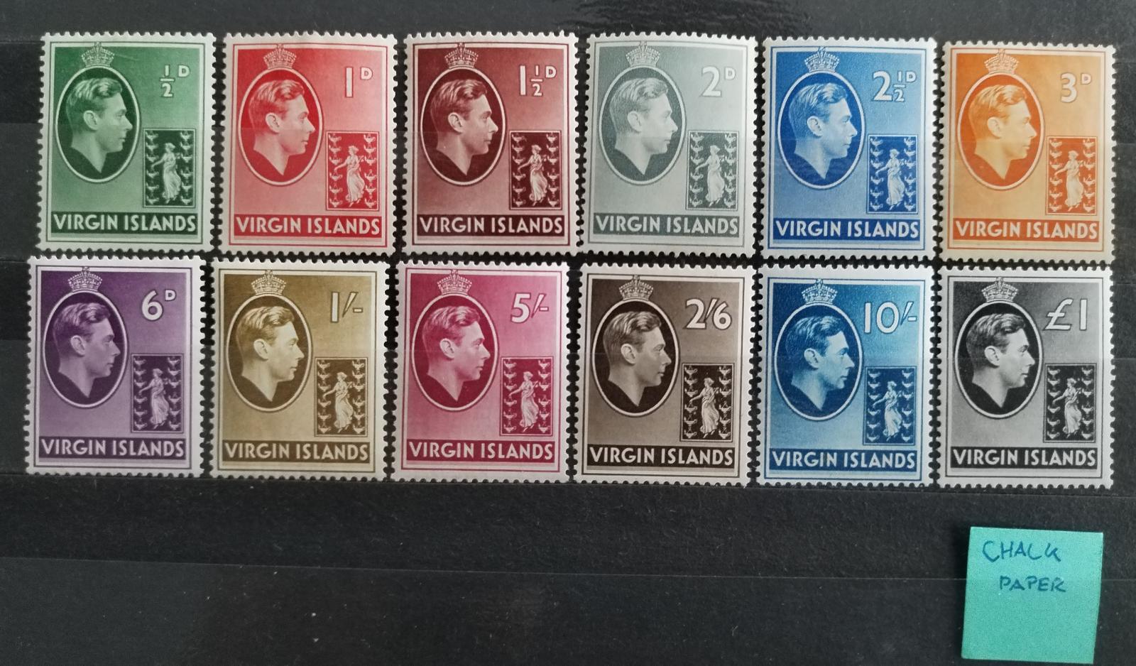 Britské Panenské ovy. 1938-7 +240£ Komplet definitivy (CHALK PAPER)