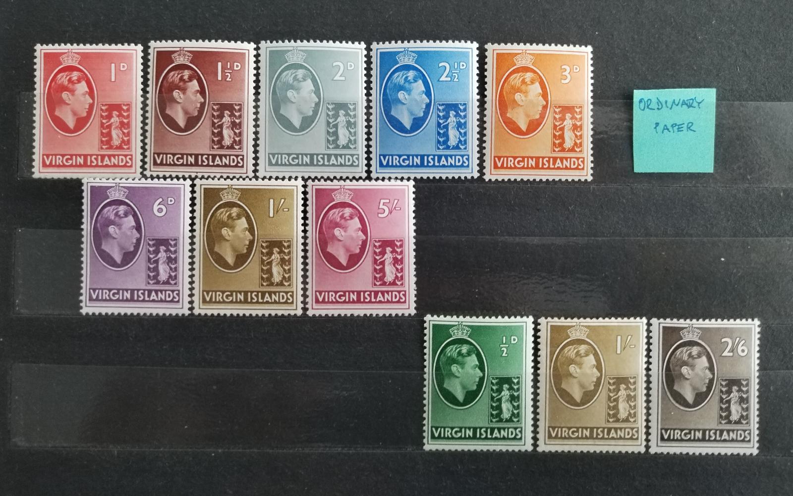Britské Panenské ovy. 1942-3 63£ Komplet definitivy (ORDINARY PAPER)