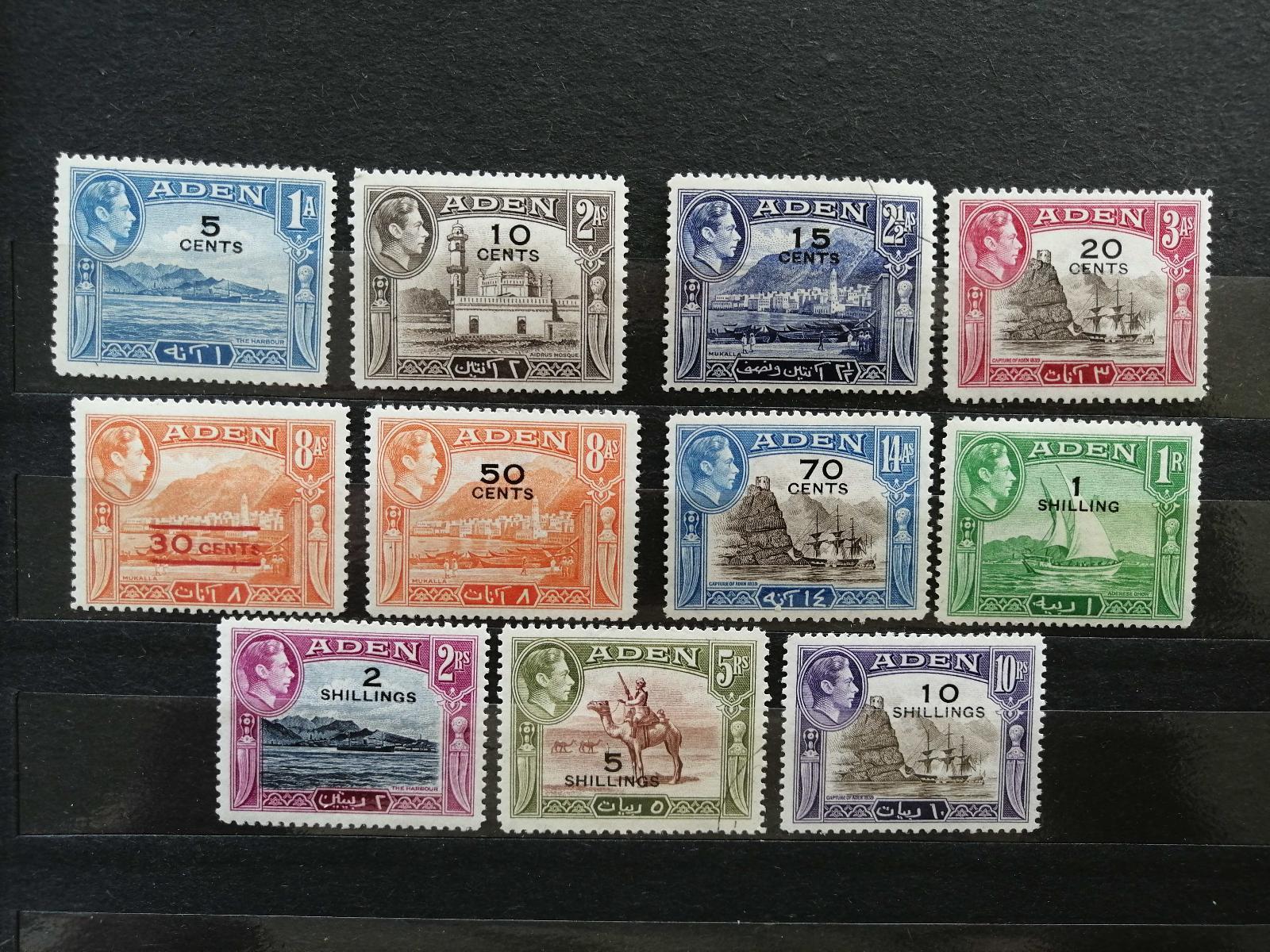 Britský Aden 1951 - komplet přetisků nové měny 73£