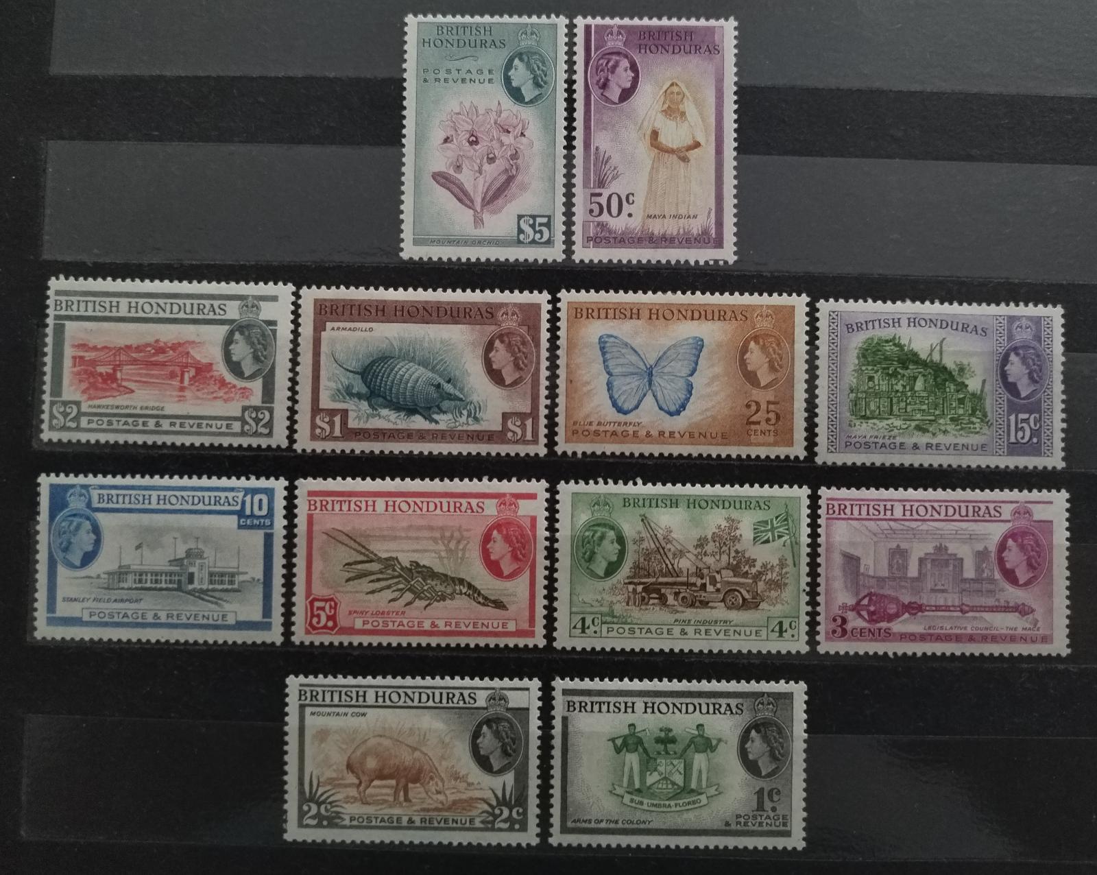 Britský Honduras 1953 95£ Definitiva královny Alžběty II. a květiny