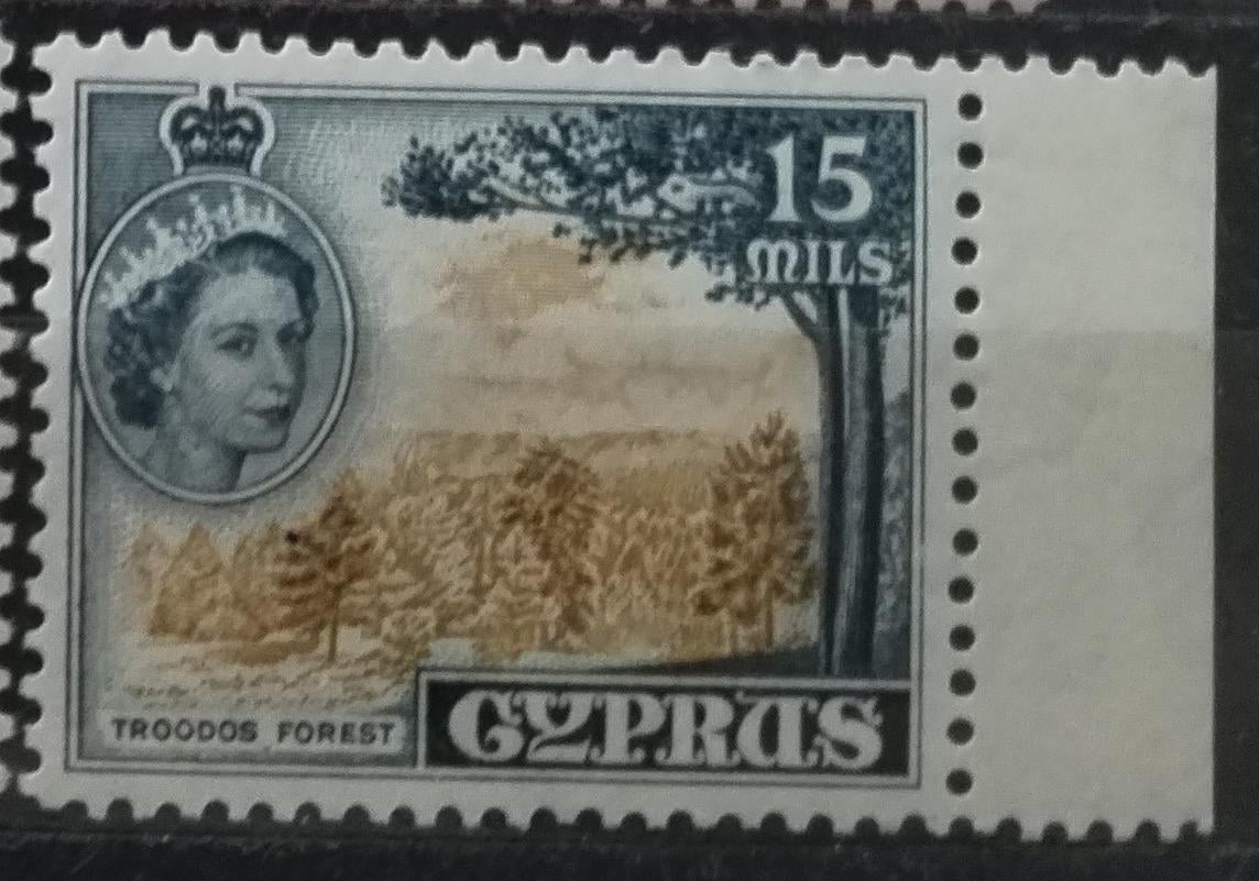 Britský Kypr 1960 35£ SG177a Indigo & Bistre varianta