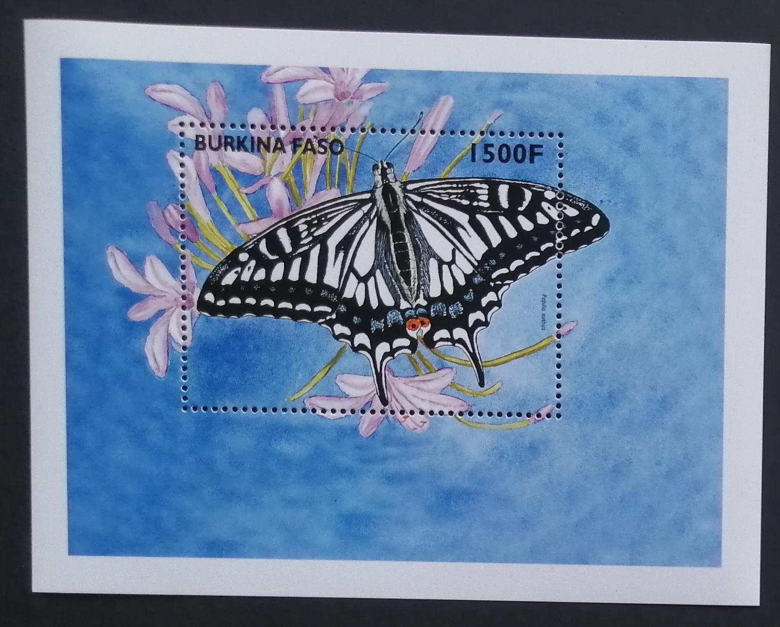 Burkina Faso 1998 Bl.180 10€ Afričtí motýli, okrasný hmyz