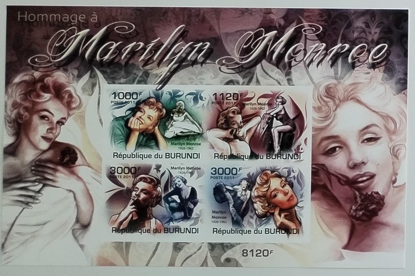 Burundi 2011 9,5€ Marilyn Monroe a její život IMP.