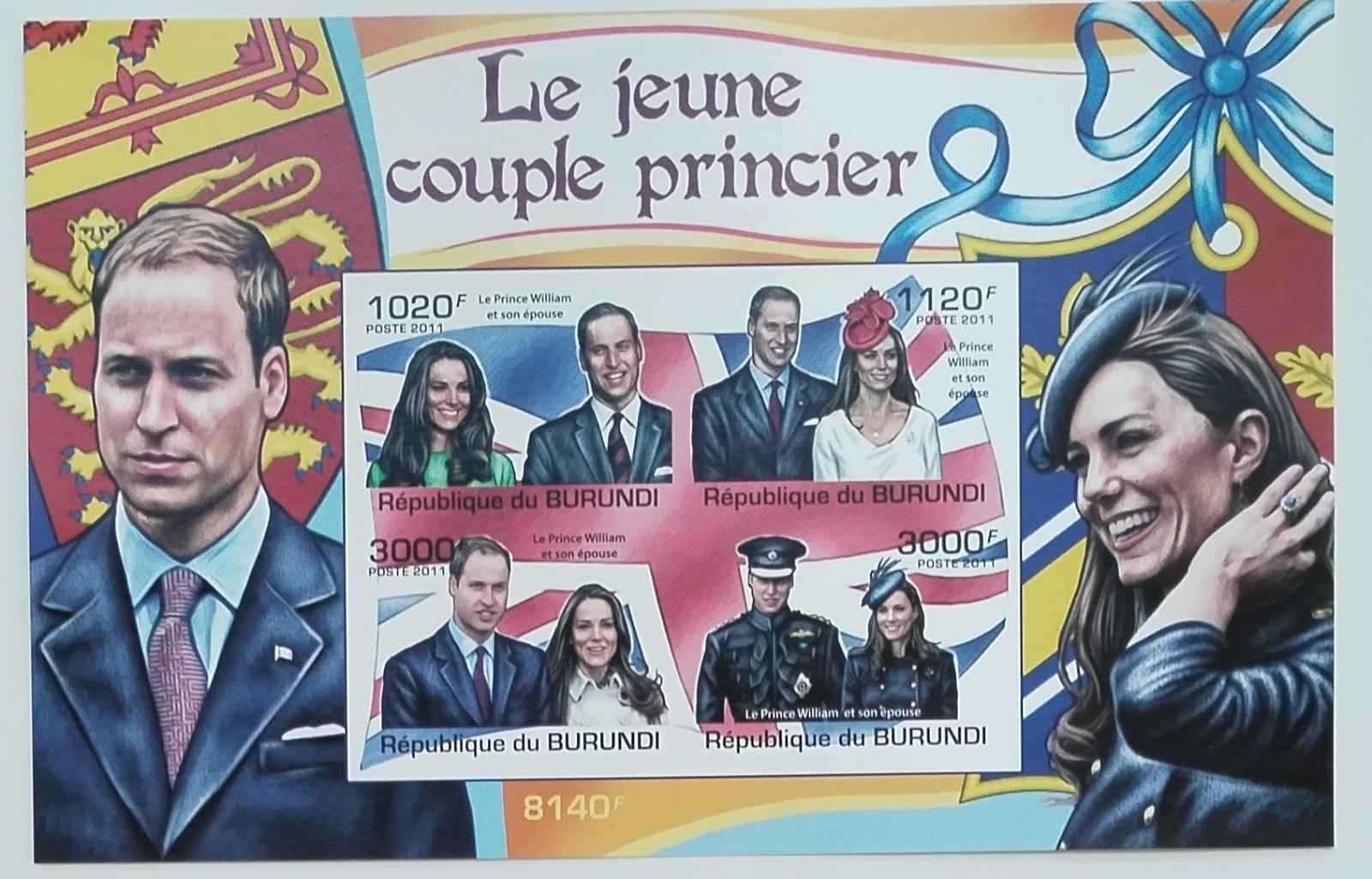 Burundi 2011 9,5€ Princ William a Kate, Britská královská rodina IMP.
