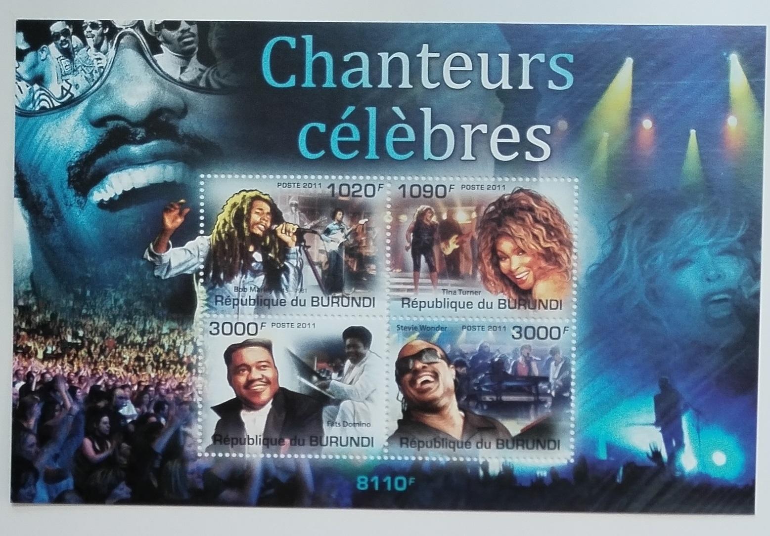 Burundi 2011 9,5€ Zpěváci, Turner, Marley a Wonder