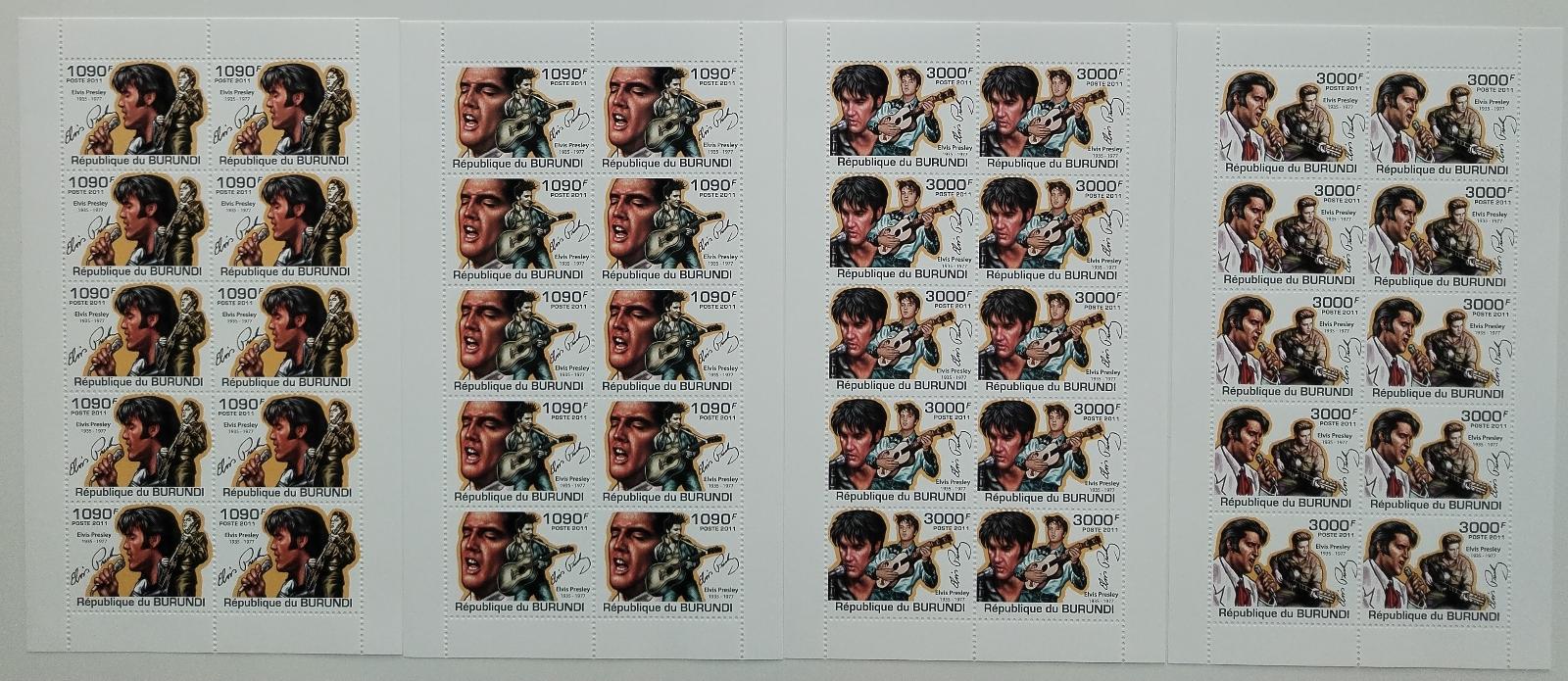 Burundi 2011 95€ Kompletní archy: Hudební legendy - Elvis Presley