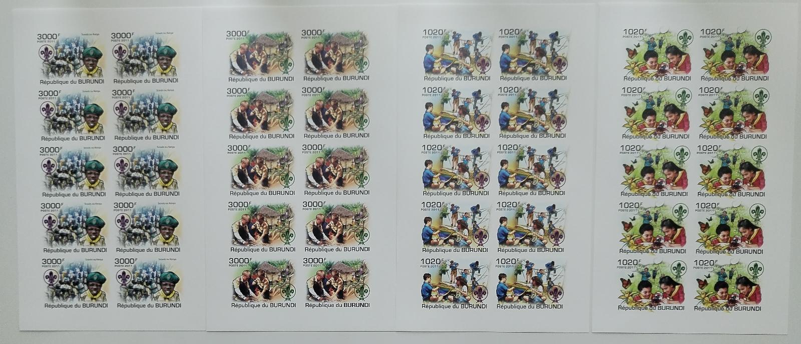 Burundi 2011 95€ Kompletní archy: Skauting v zemi a Africe