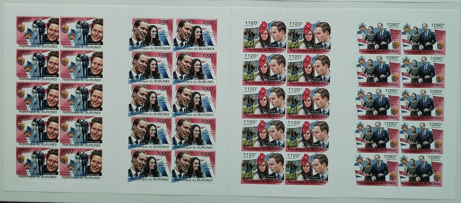 Burundi 2011 95€ Kompletní archy známek: Princezna Kate a William