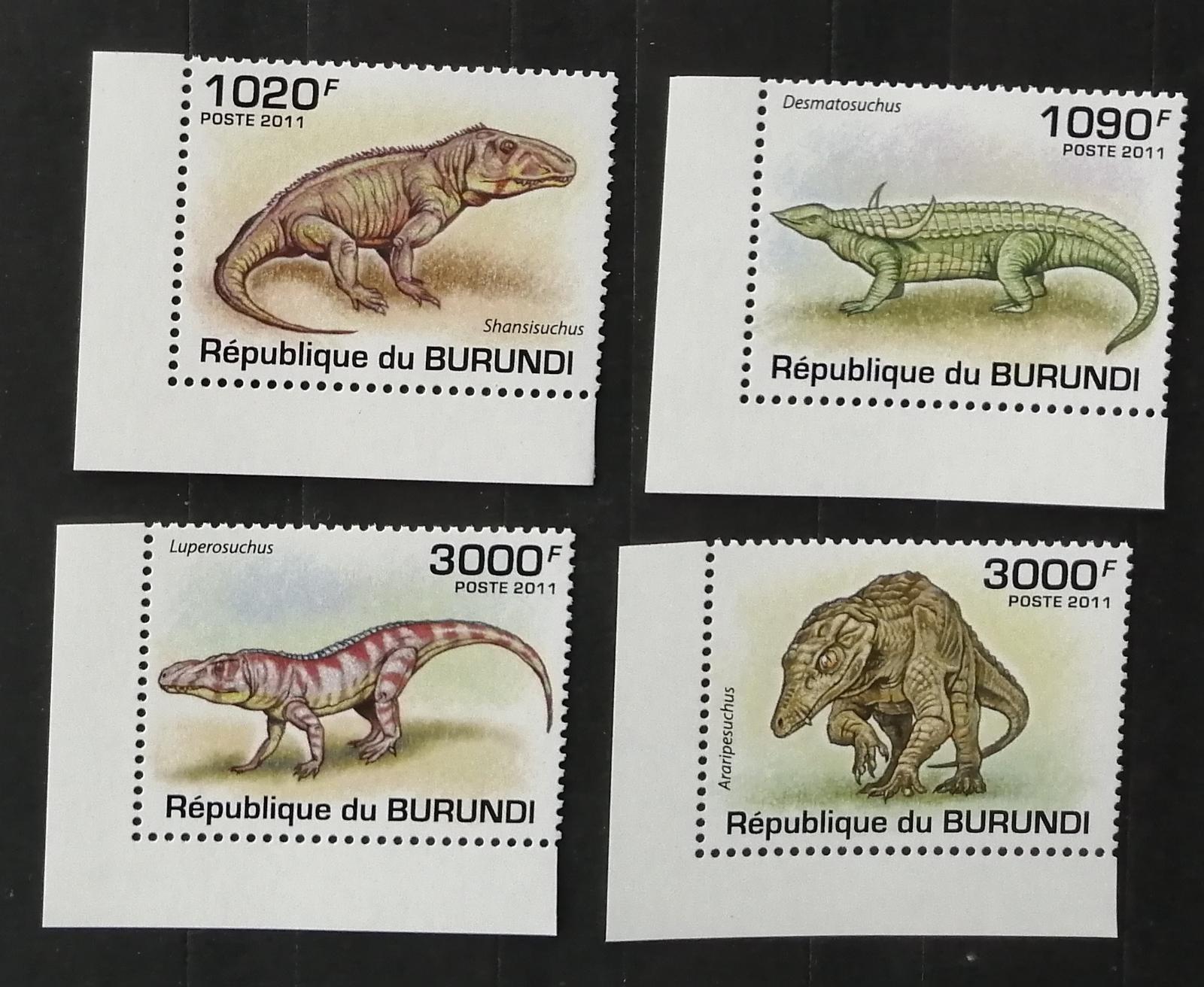 Burundi 2011 Mi.2070-3 9,5€ Předci plazů, pravěcí ještěři