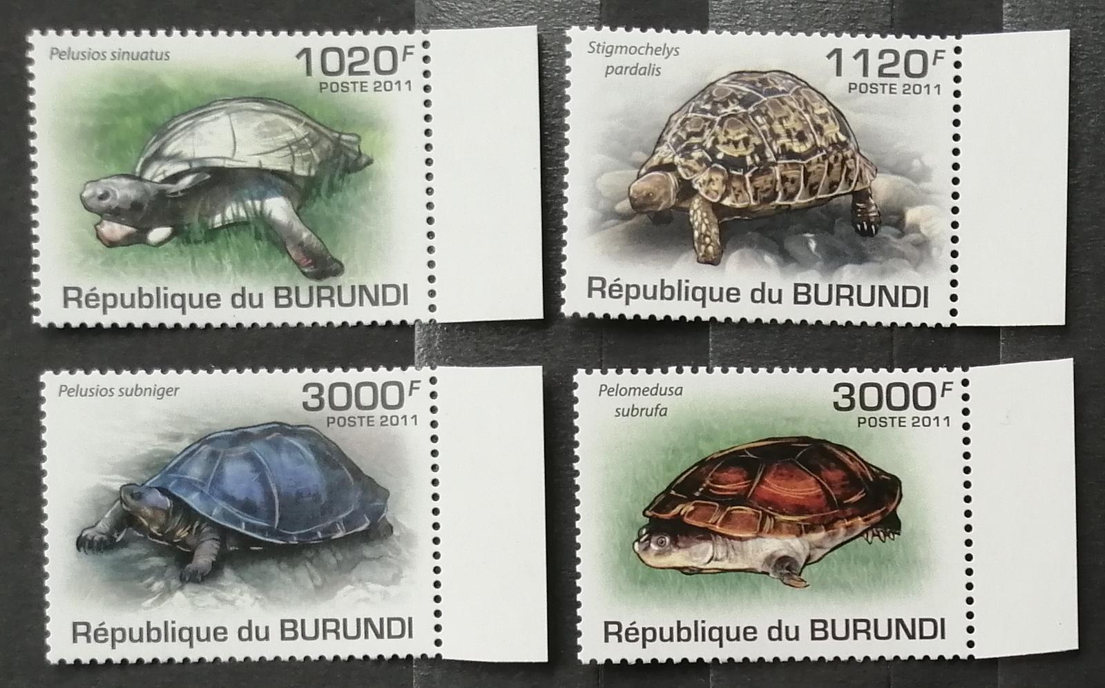 Burundi 2011 Mi.2086-9 9,5€ Africké želvy, plazi a fauna