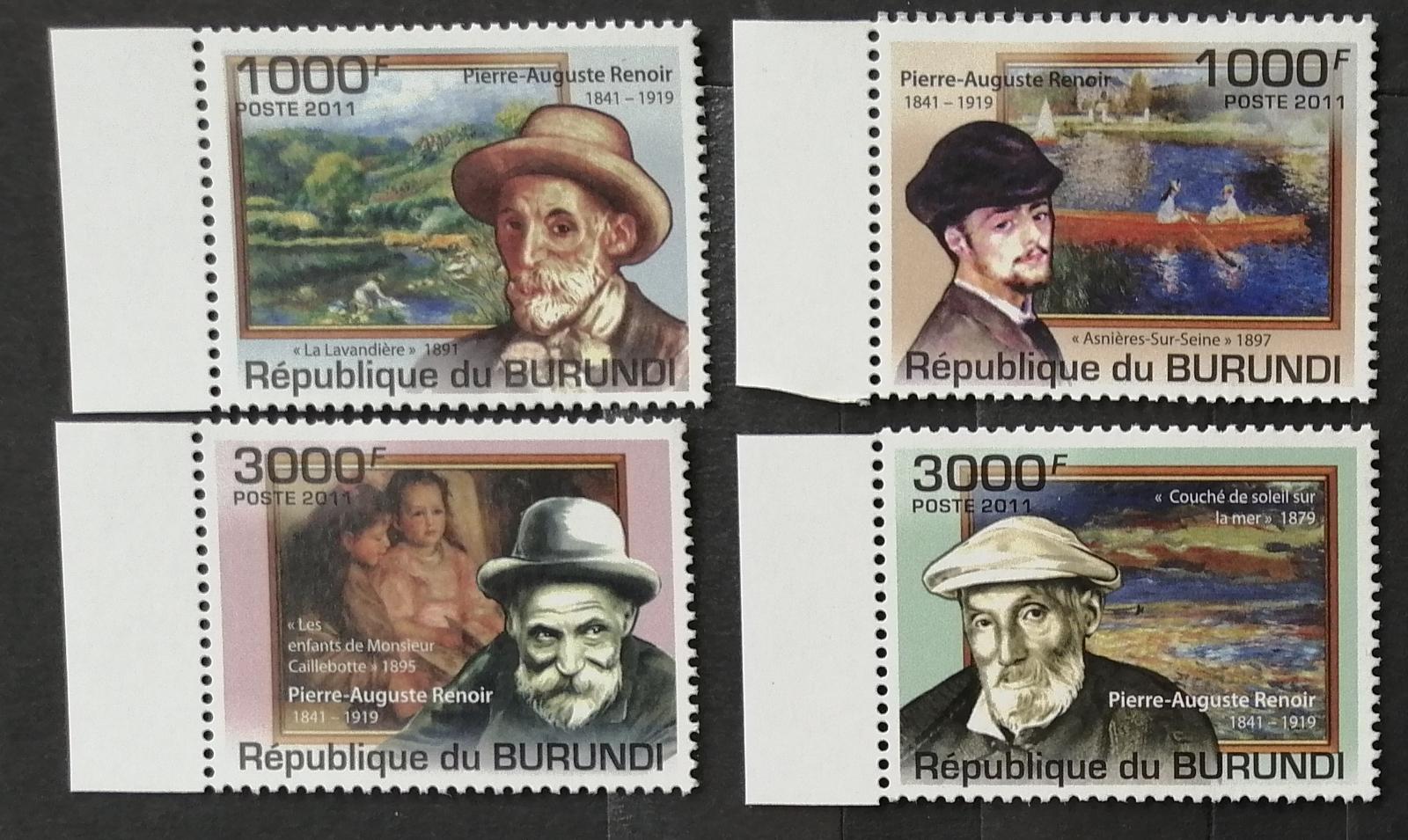 Burundi 2011 Mi.2130-3 9,5€ 170 let malíře Renoira, obrazy a umění