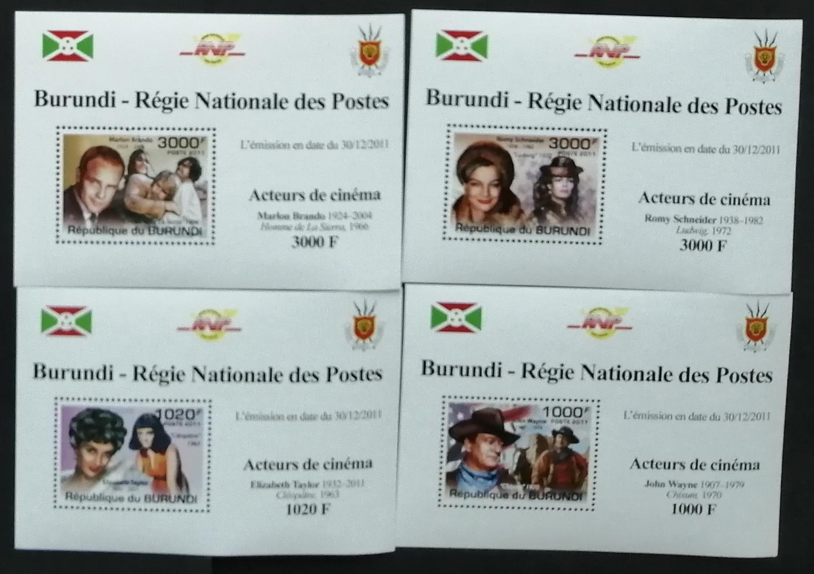 Burundi 2011 Mi.2166-9 +9,5€ Klasičtí herci a herečky, DELUXE