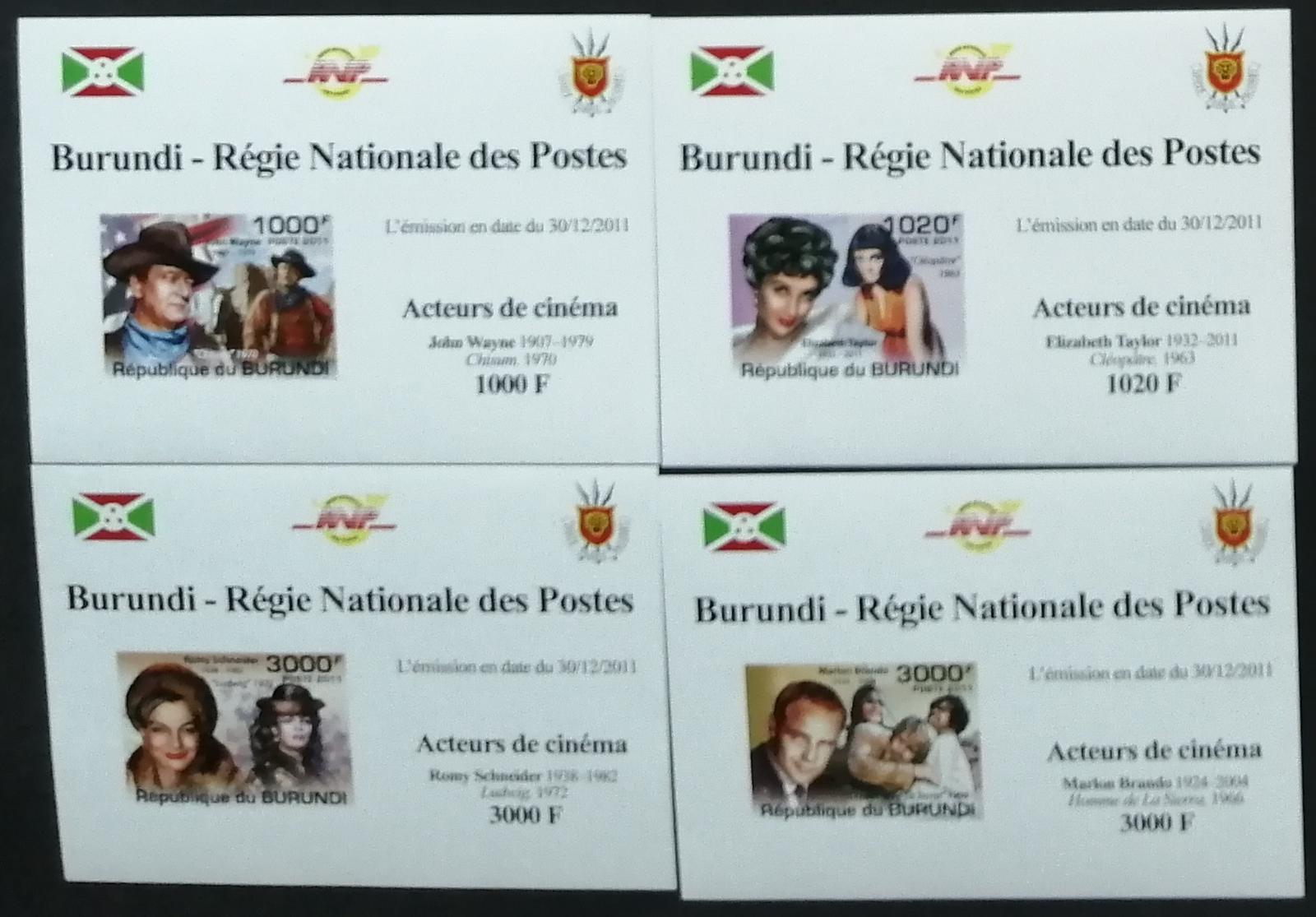 Burundi 2011 Mi.2166-9 +9,5€ Klasičtí herci a herečky, DELUXE IMP.