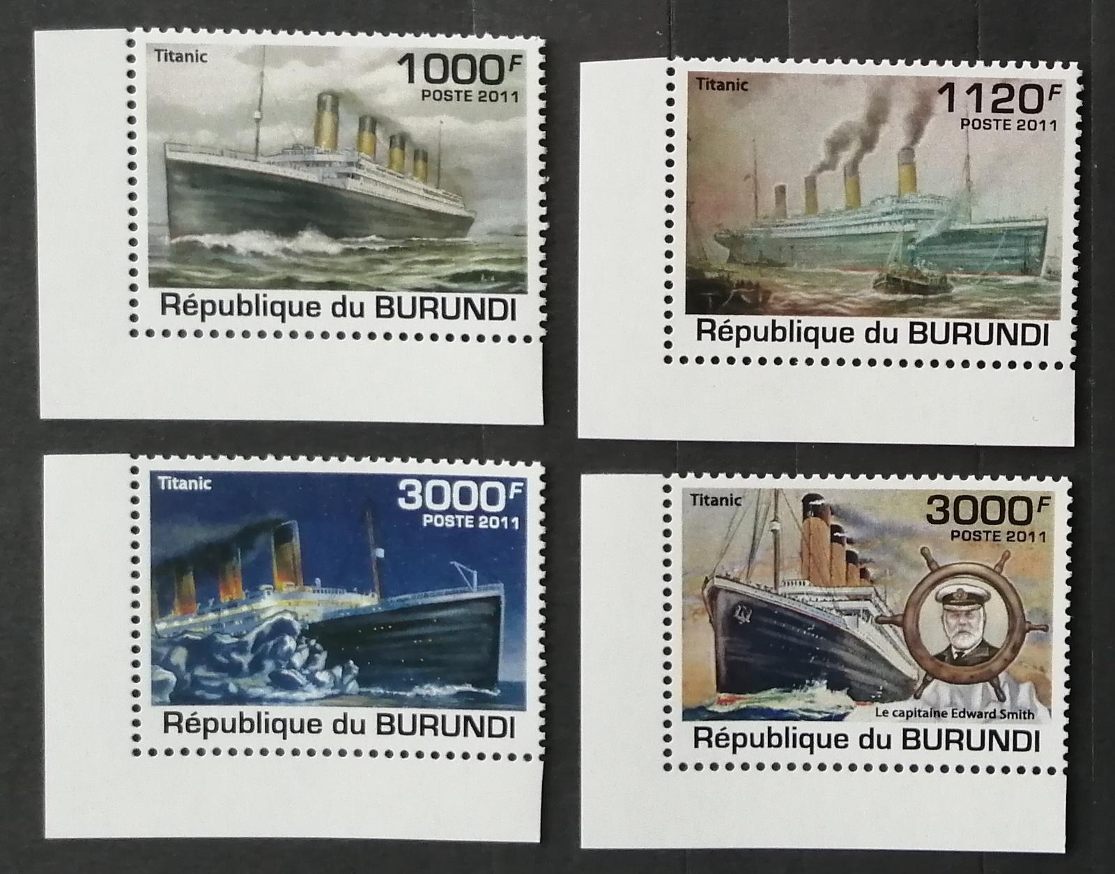 Burundi 2011 Mi.2170-3 9,5€ 100 let zkázy Titanicu, lodě a doprava