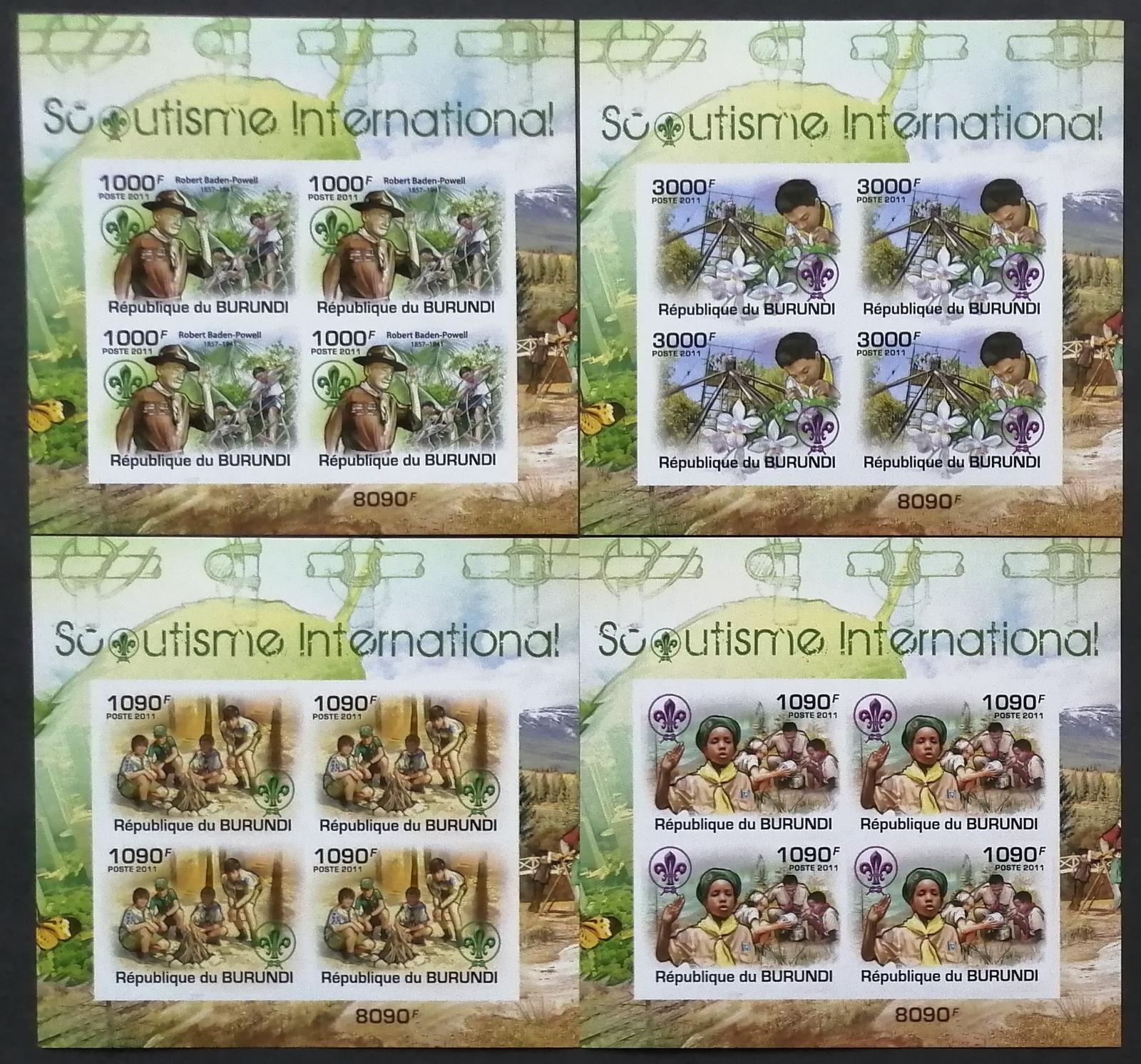 Burundi 2011 Mi.2206-9 +38€ Skauting a aktivity, ČTYŘBLOKY IMP.