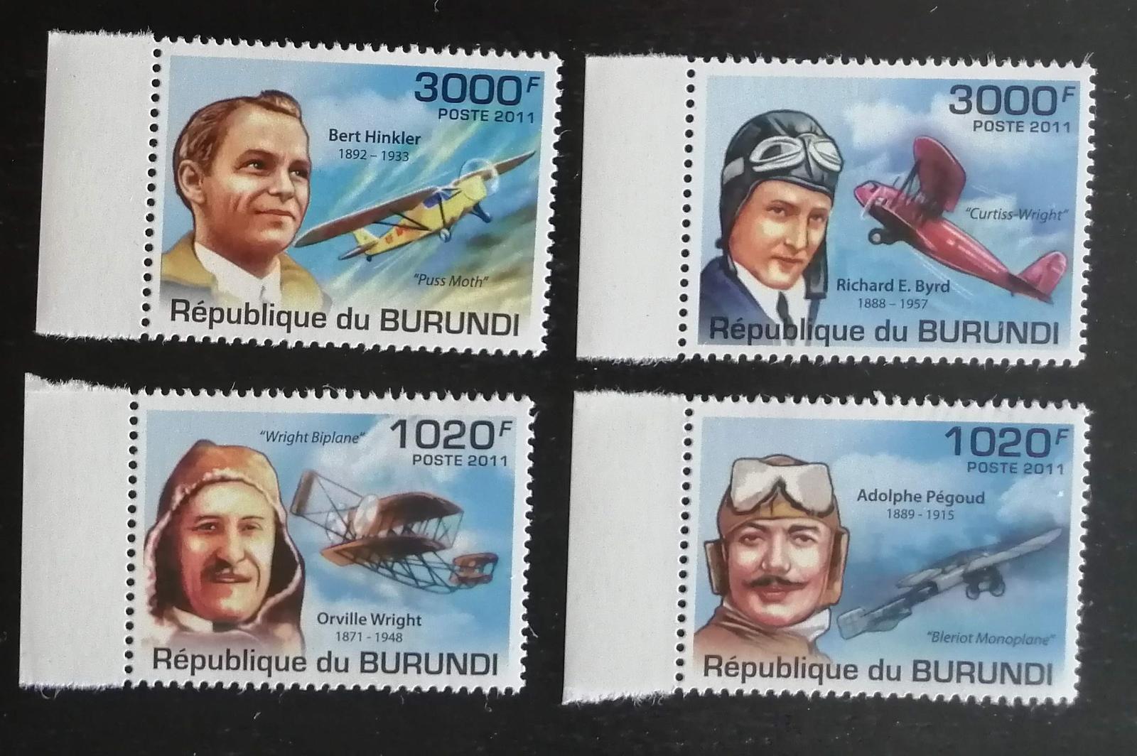 Burundi 2011 Mi.2210-3 9,5€ - Osobnosti prvních letů,letadla a doprava