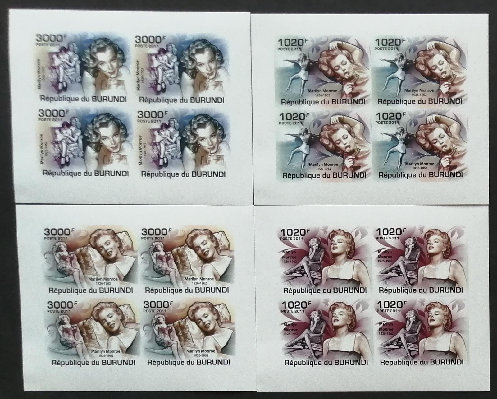 Burundi 2011 Mi.2218-1 +38€ 50 let smrti Marilyn Monroe ČTYŘBLOKY IMP.