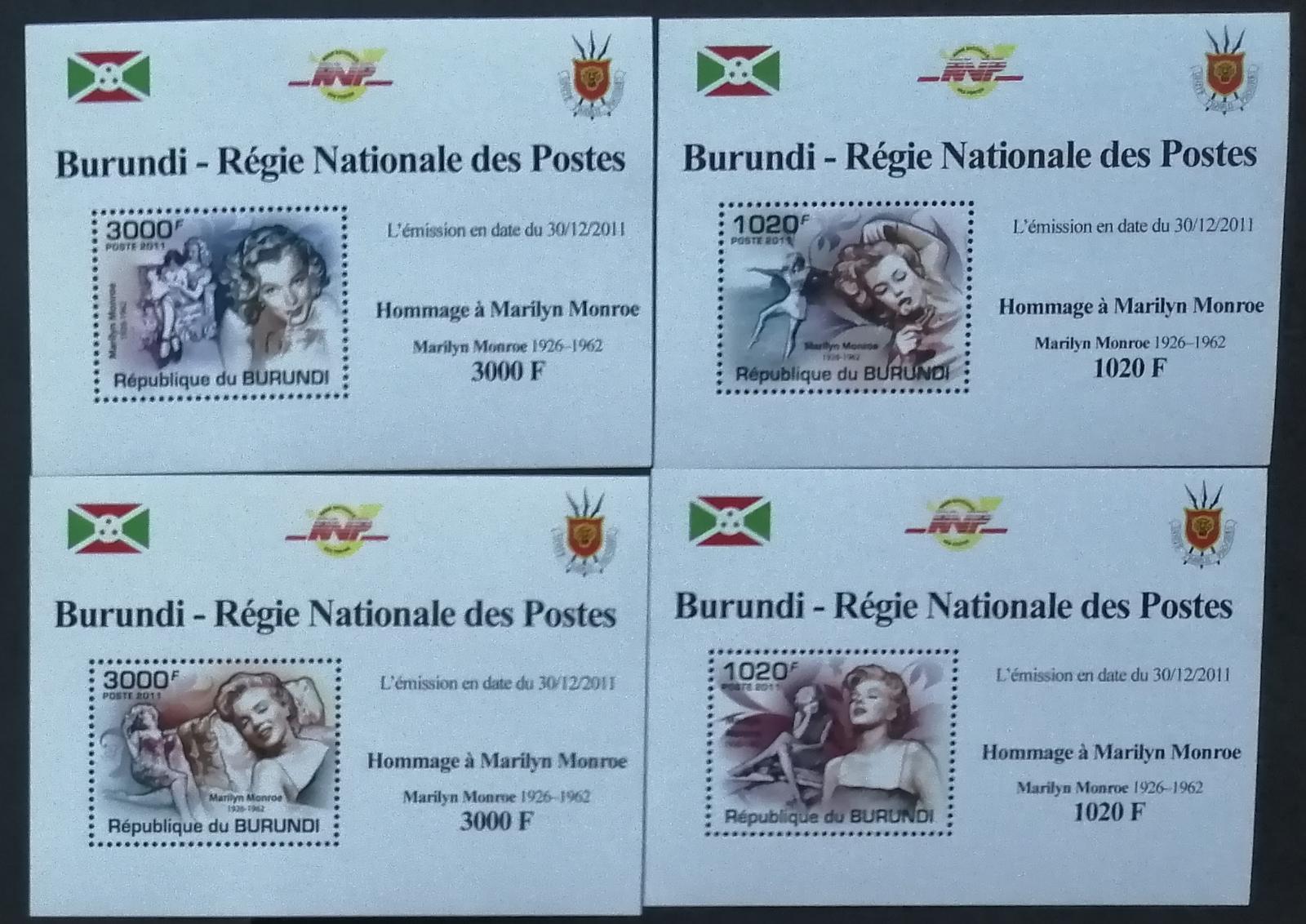 Burundi 2011 Mi.2218-1 +9,5€ 50 let smrti Marilyn Monroe, DELUXE