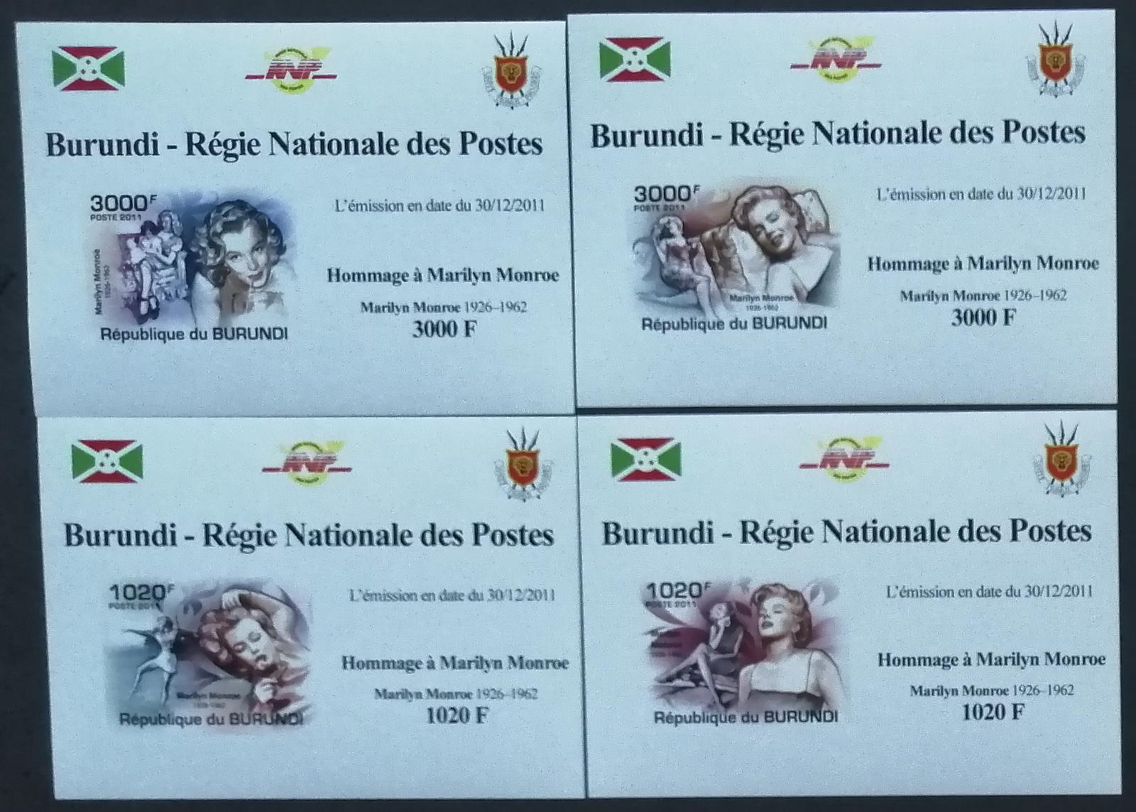 Burundi 2011 Mi.2218-1 +9,5€ 50 let smrti Marilyn Monroe, DELUXE IMP.