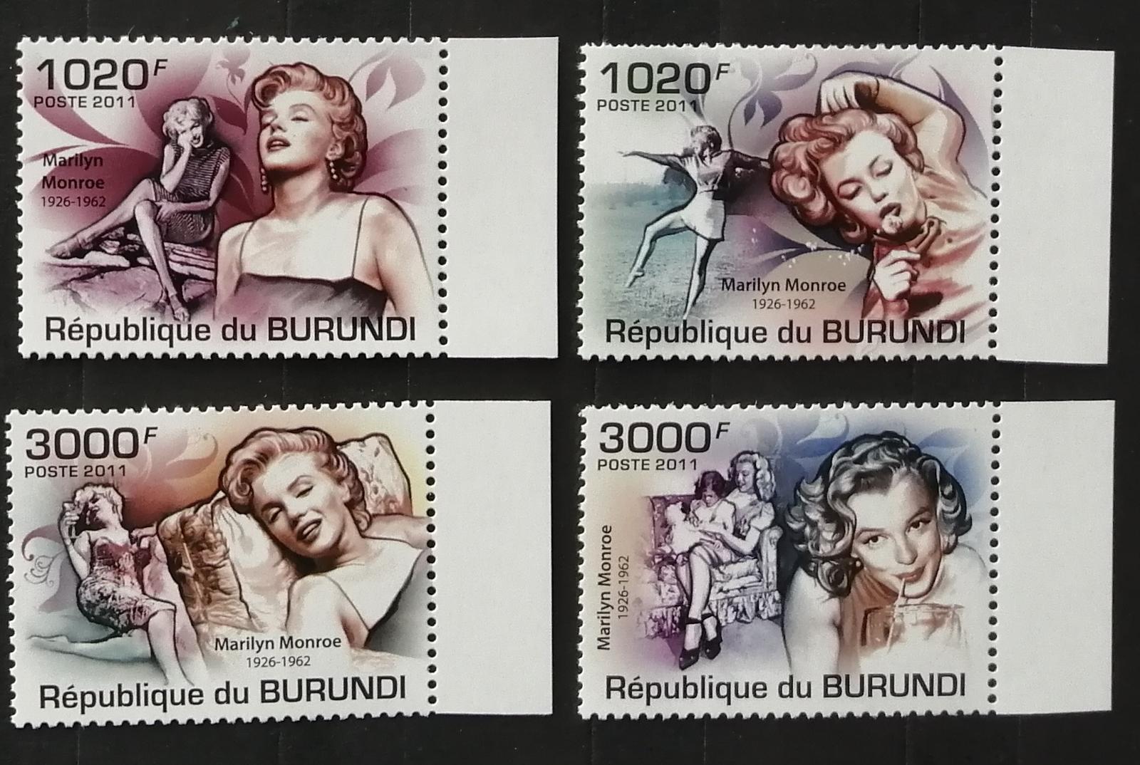 Burundi 2011 Mi.2218-1 9,5€ 50 let smrti Marilyn Monroe, osobnosti