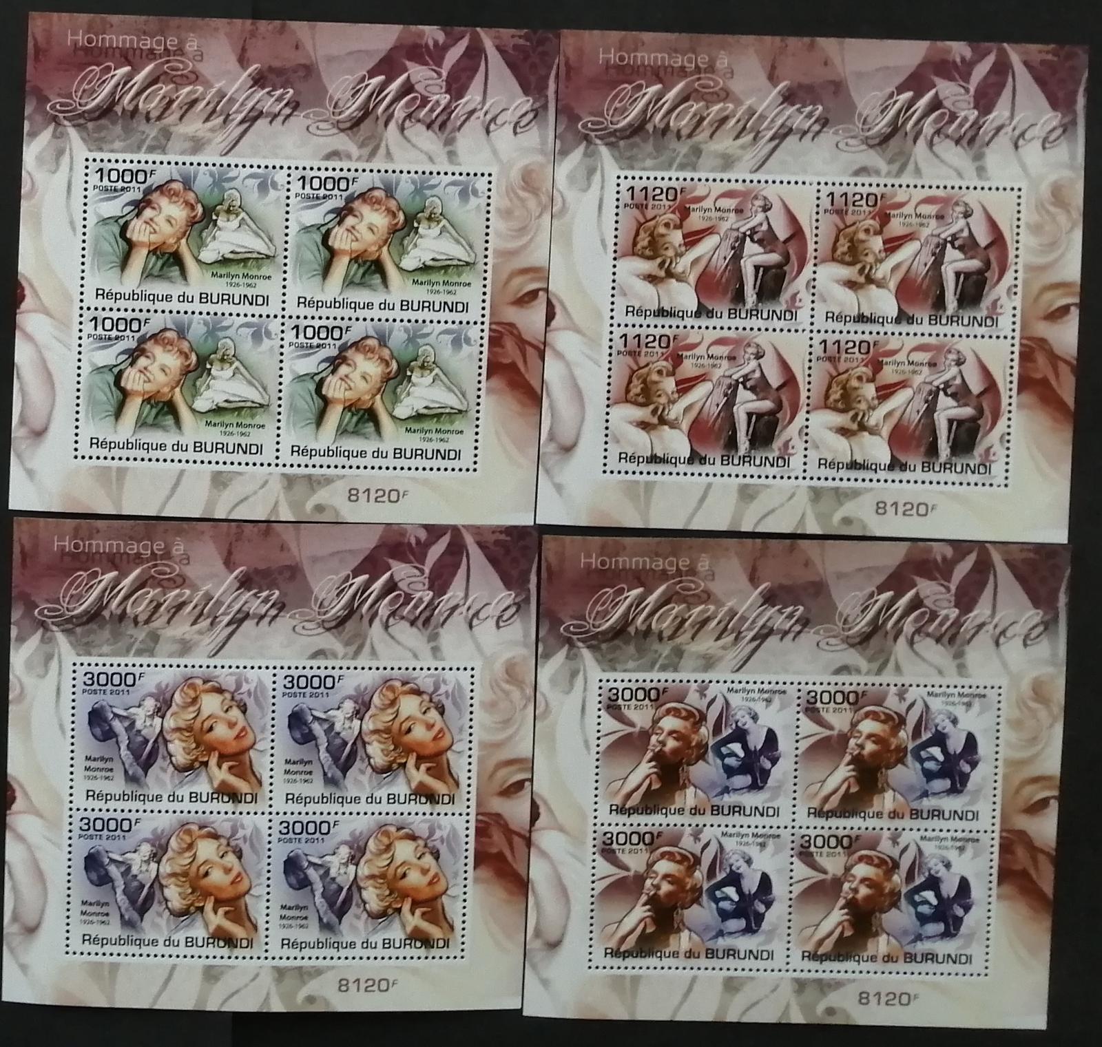 Burundi 2011 Mi.2222-5 +38€ 50 let smrti Marilyn Monroe, ČTYŘBLOKY