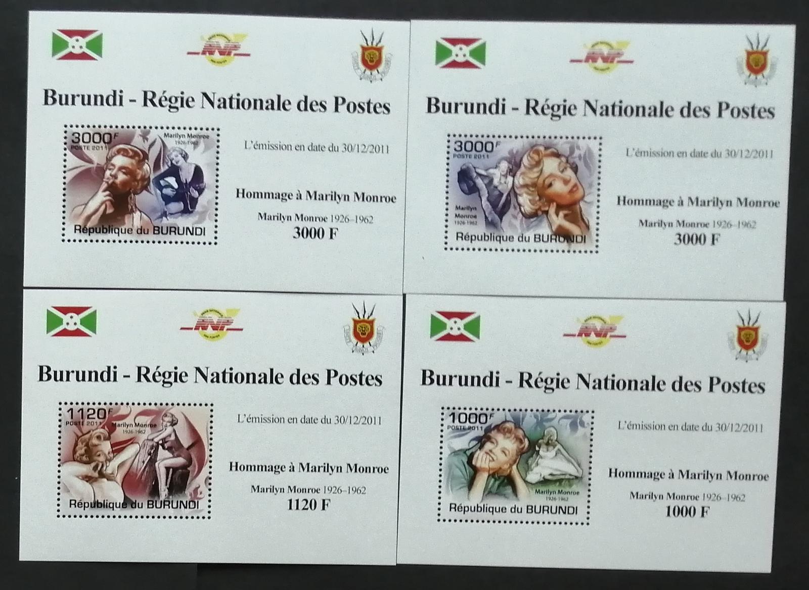 Burundi 2011 Mi.2222-5 +9,5€ 50 let smrti Marilyn Monroe, DELUXE