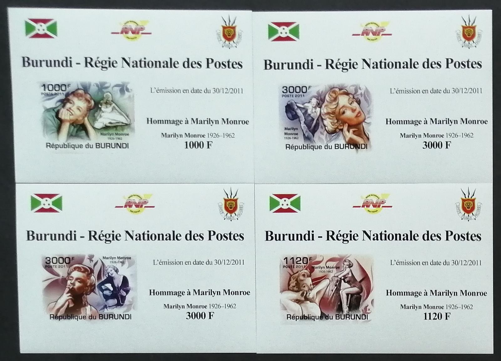 Burundi 2011 Mi.2222-5 +9,5€ 50 let smrti Marilyn Monroe, DELUXE IMP.