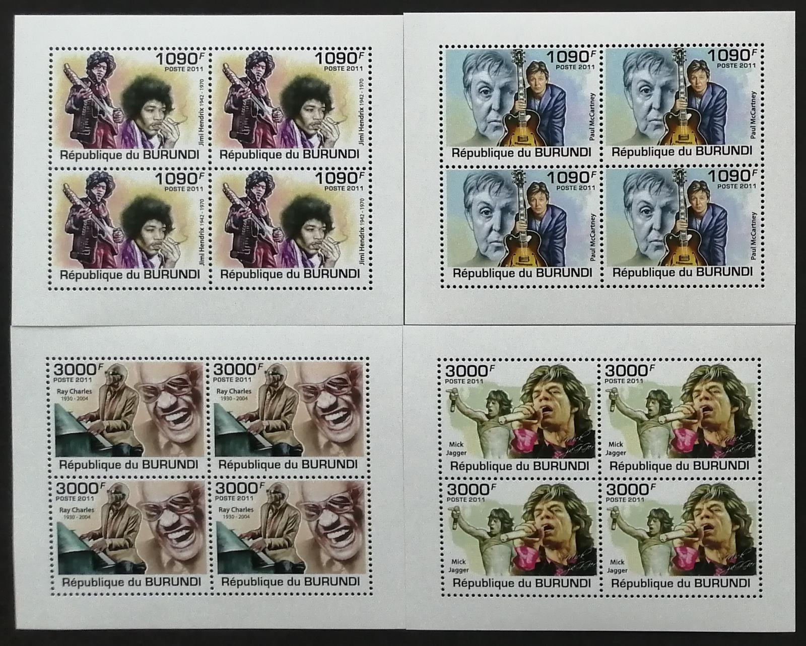 Burundi 2011 Mi.2258-1 +38€ Klasičtí hudebníci a zpěváci, ČTYŘBLOKY