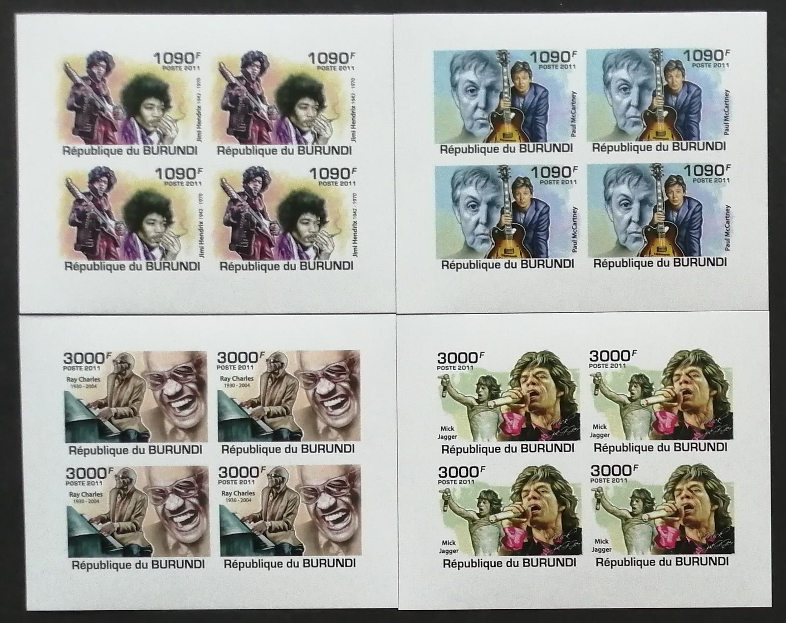 Burundi 2011 Mi.2258-1 +38€ Klasičtí hudebníci a zpěváciČTYŘBLOKY IMP.