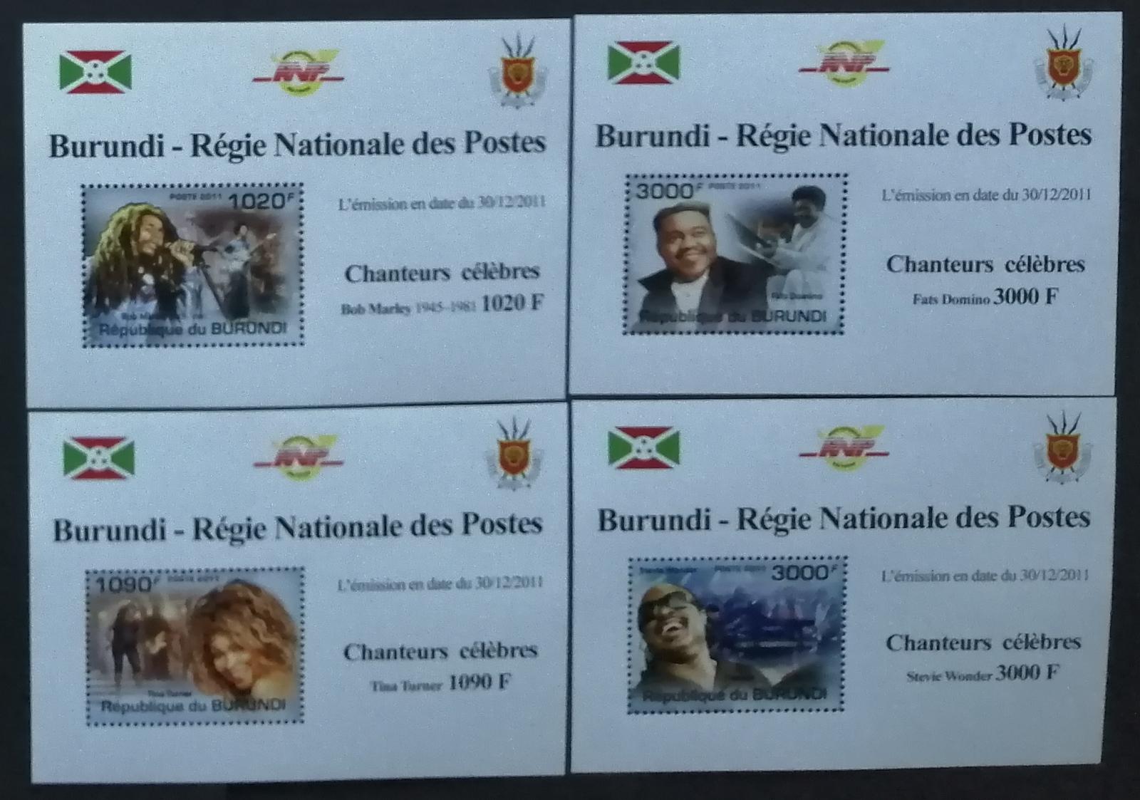 Burundi 2011 Mi.2262-5 9,5€ Zpěváci, Turner, Marley, WonderDELUXE