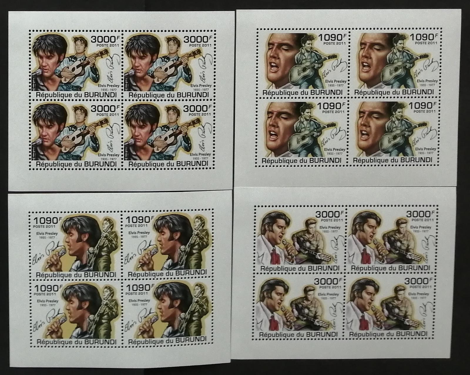 Burundi 2011 Mi.2266-9 +38€ Elvis Presey a jeho hudba ČTYŘBLOKY