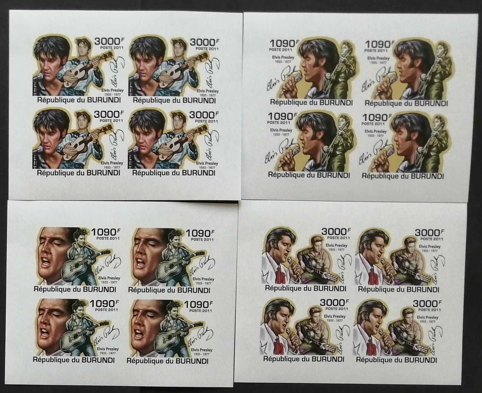 Burundi 2011 Mi.2266-9 +38€ Elvis Presley a jeho hudba ČTYŘBLOKY IMP.