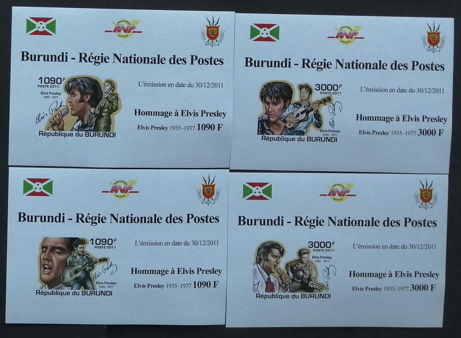 Burundi 2011 Mi.2266-9 +9,5€ Elvis Presley a hudba, DELUXE IMP.