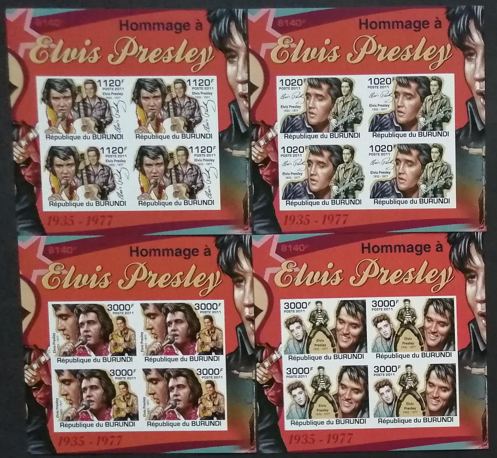 Burundi 2011 Mi.2270-3 +38€ Elvis Presley a hudba, ČTYŘBLOKY IMP.