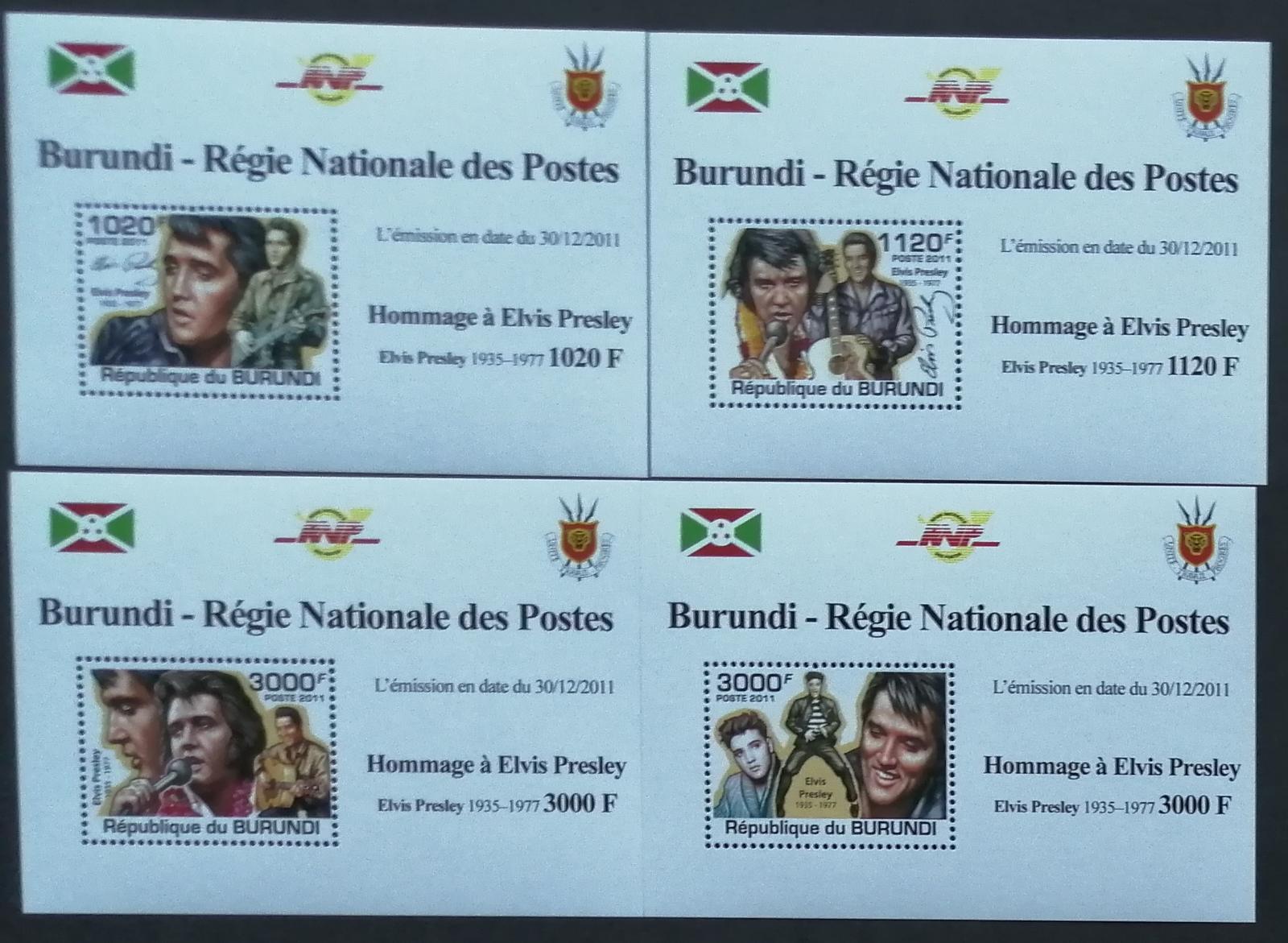 Burundi 2011 Mi.2270-3 +9,5€ Elvis Presley a hudba, DELUXE
