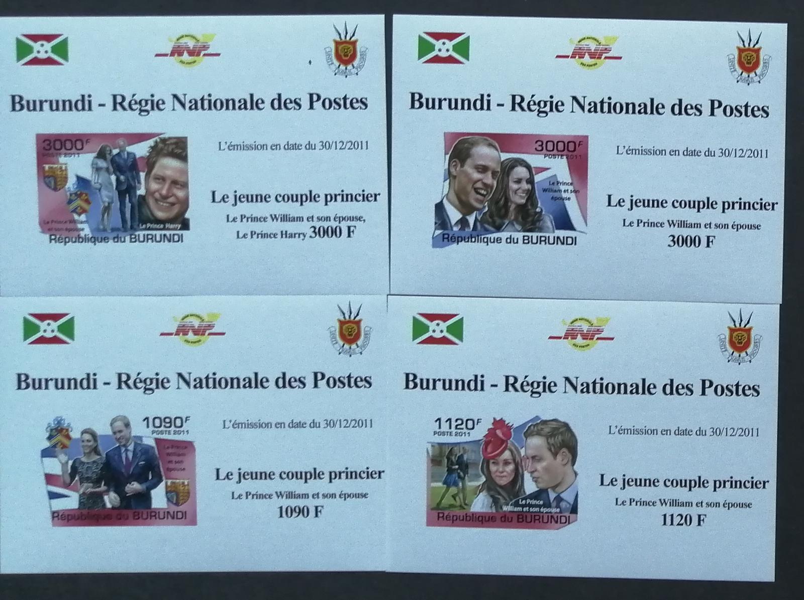 Burundi 2011 Mi.2282-9 9,5€ Princ William a Kate, DELUXE IMP.