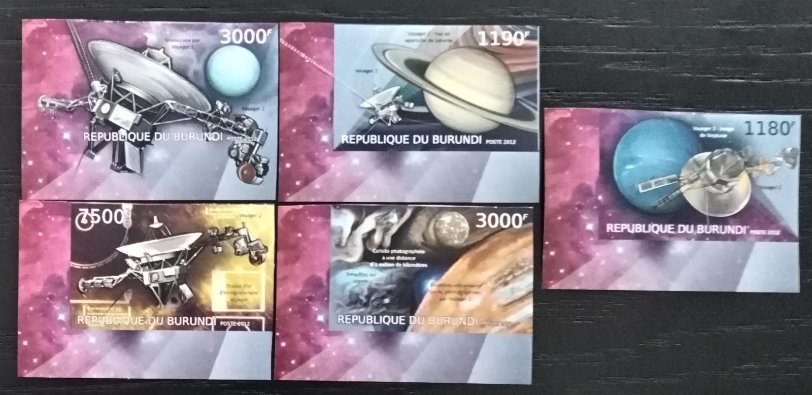 Burundi 2012 10€ Mise Voyager a průzkum vesmíru, Planety IMPERF.