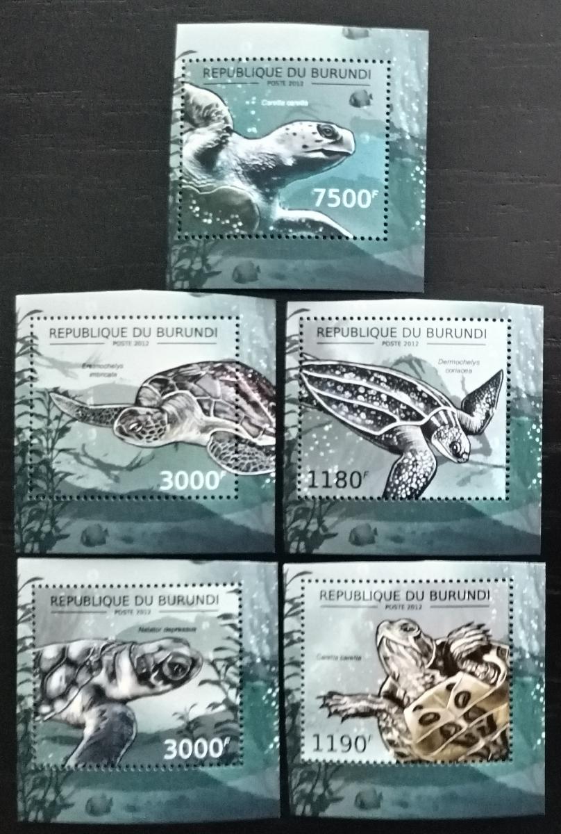 Burundi 2012 10€ Želvy a vodní plazi, Fauna moří PERF.