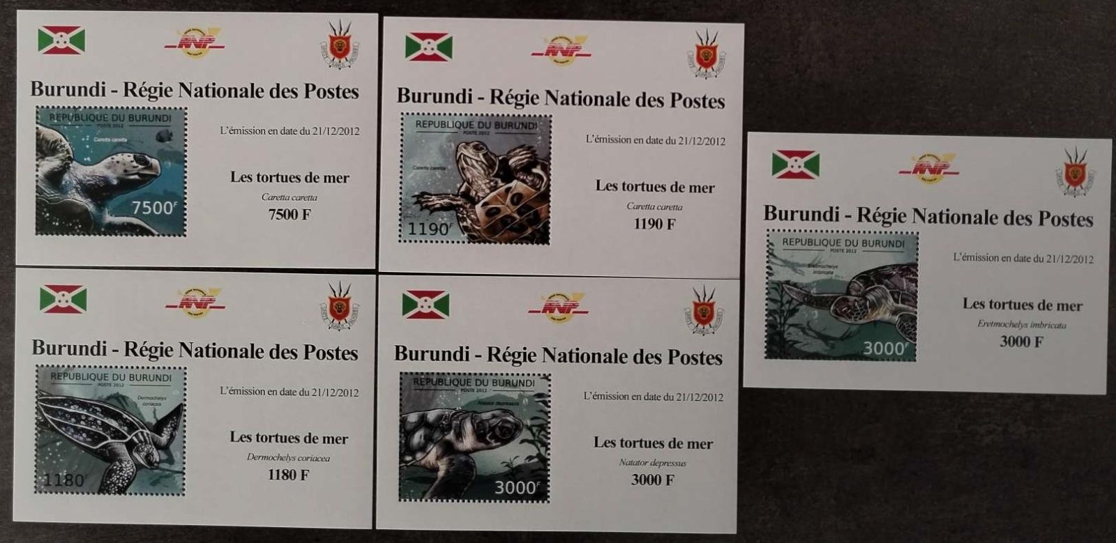 Burundi 2012 19€ Mořské želvy a karety, Plazi oceánů DELUXE
