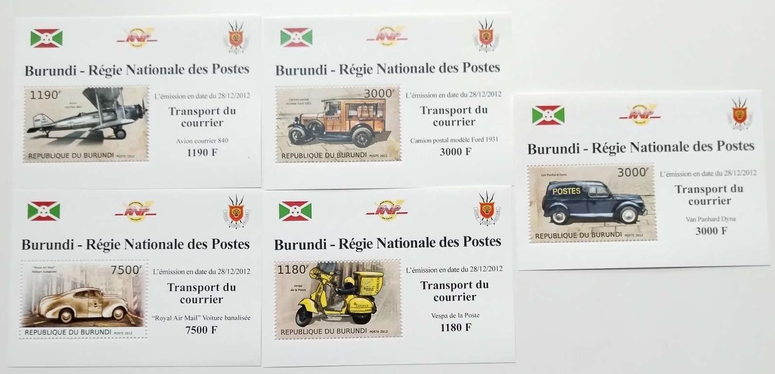 Burundi 2012 19€ Poštovní přeprava a doprava, Auta a letadla