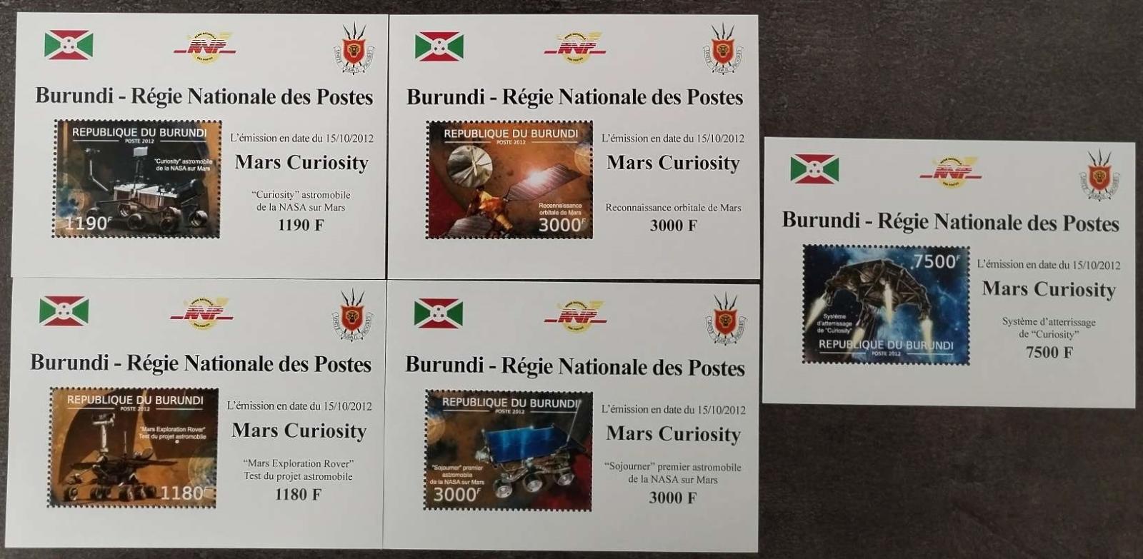 Burundi 2012 19€ Sonda Mars Curiosity, Průzkum vesmíru DELUXE