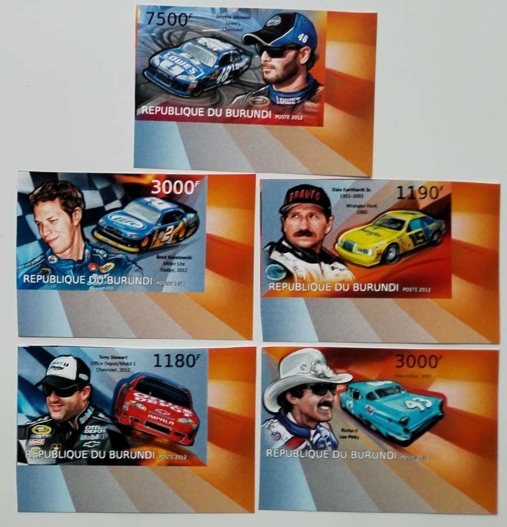 Burundi 2012 19€ Závody NASCAR, Závodní auta a rallye IMPERF.
