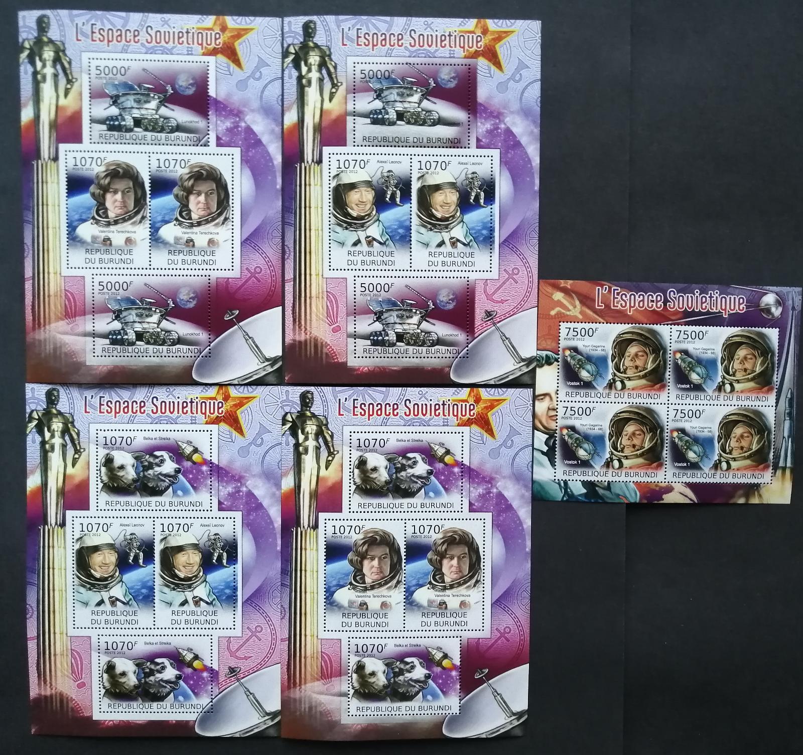 Burundi 2012 +76€ Sovětský vesmírný program ČTYŘBLOKY IMPERF. Popis!