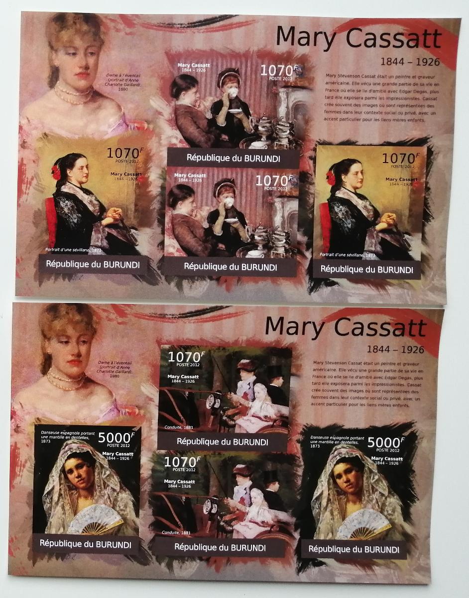Burundi 2012 Mi.2331-4 20€ Malířka Casattová a její obrazy, imperf.