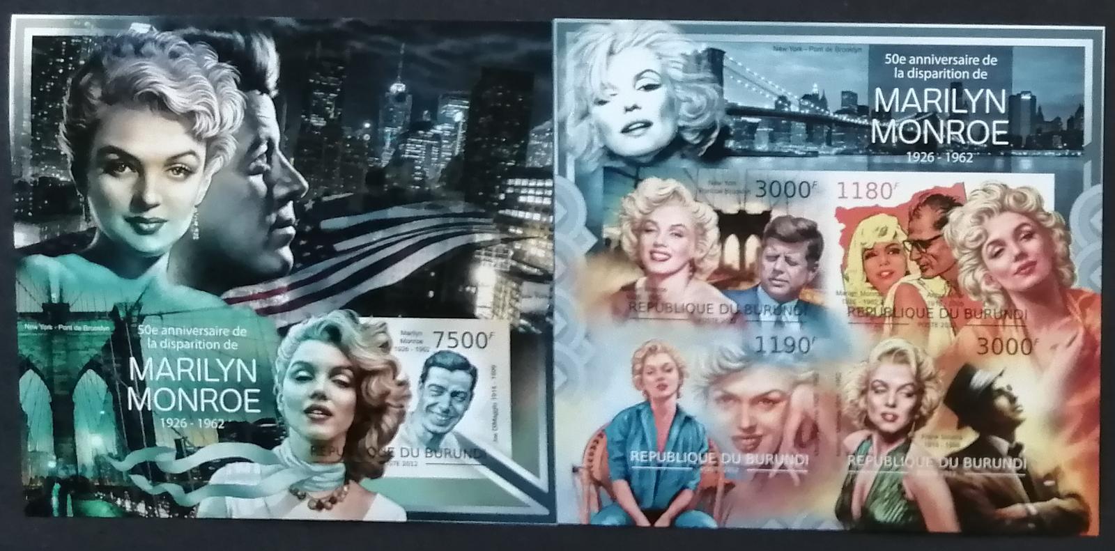 Burundi 2012 Mi.2660-3+Bl.256 19€ 50 let smrti Marilyn Monroe IMP.